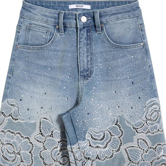 NWT Bayeas Retro Light Blue Wide Leg Jeans - Picture 14 of 16